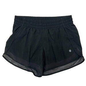 Athleta Momentum Racer Run Shorts S Black 4" Activewear Summer Wardrobe Staple